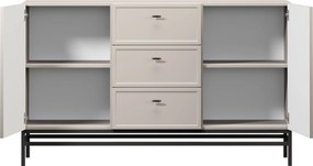 Lorini komód 150 cm - kasmír / fekete T-bar fogantyúk / fém lábak