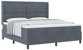 Boxspring Ágy Mattal Sötétszürke 180x200 cm Bársony