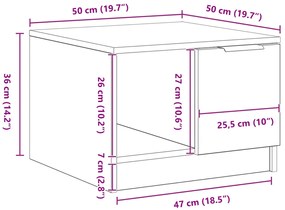 Kávézóasztal Fekete tölgy 50x50x36 cm Műszaki fa