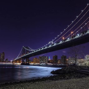 Poszter 100x100cm Manhattan híd és Alsó-Manhattan panoráma, Assaf Frank