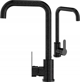 Konyhai Csaptelep Mosogató Csaptelep Fekete Gránit Egyenes Steel Konyha