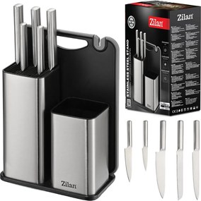 Rozsdamentes Acél Késkészlet Állványon, Deszka 7 Részes