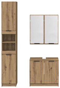 vidaXL Fürdőszobai Szekrény Szett polcokkal Artisan tölgy Faanyag