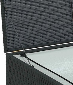Fekete Polyrattan Kerti Tárolóláda 150 X 100 X 100 Cm
