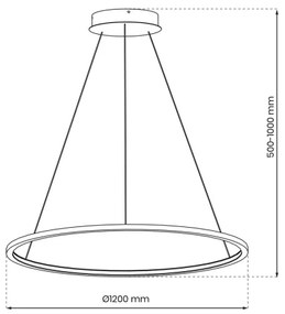 LED csillár SATURNO LED/65W/230V, 120 cm átmérő, IP44, antracit