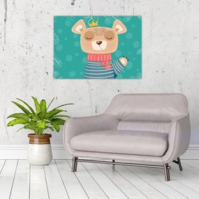 Kép - Integető mackó (üvegen) (70x50 cm)