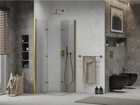 Mexen Lima Duo zuhanykabin összecsukható 90 x 90 cm, átlátszó, arany - 856-090-090-50-00-02