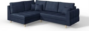Sötétkék sarokkanapé (bal oldali) Ariella – Ropez