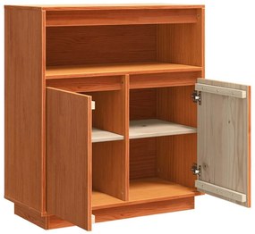 Széf Falra szerelhető Viaszbarna 70 x 34 x 80 cm Tömör fenyőfa