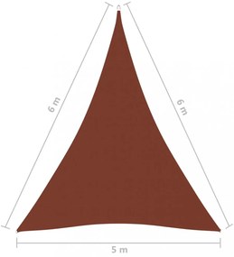 terrakotta háromszög alakú oxford-szövet napvitorla 5 x 6 x 6 m