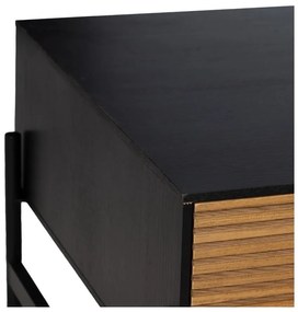 Fekete-natúr színű dohányzóasztal kőrisfa dekorral 60x124 cm Orleans – Ixia