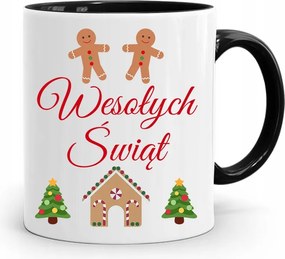 Fekete Karácsonyi Bögre Mikulásra, fényképes nyomtatással