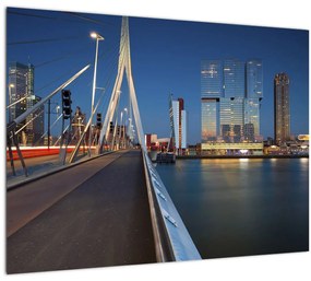 Kép - Alkonyat Rotterdamban, Hollandia (üvegen) (70x50 cm)