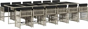 vidaXL 13 részes szürke polyrattan kerti étkezőgarnitúra párnákkal
