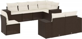 vidaXL 8 részes barna polyrattan kerti ülőgarnitúra párnákkal