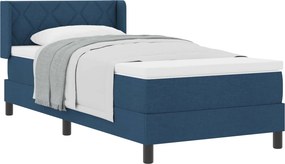vidaXL Boxrugós ágy matracmal fejtámlával Kék 200 x 90 cm Poliészter