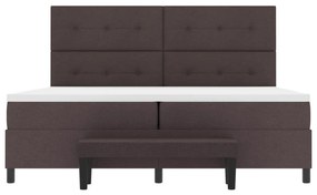 Box Spring Ágy matraccal és padtartóval Sötét Barna 200x200 cm Szövet