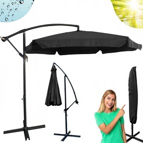 Nagy kerti napernyő állvánnyal, sötétszürke színben