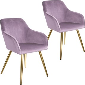 tectake 404006 2 marilyn bársony kinézetű szék, arany színű - lila/arany