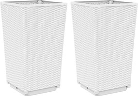 vidaXL 2 db fehér polipropilén kerti ültetőláda 32,5 x 32,5 x 57 cm