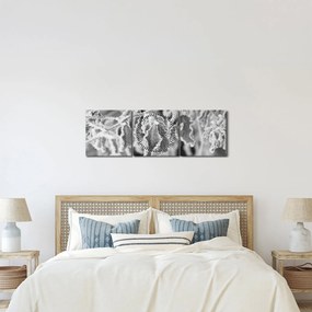 Kép - Fagyott levelek, fekete-fehér (órával) (90x30 cm)