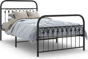 vidaXL fekete fém ágykeret fej- és lábtámlával 100 x 190 cm