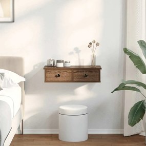 Falipolc fiókokkal barna tölgy 60x25x15 cm műszaki fa