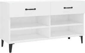 vidaXL magasfényű fehér szerelt fa cipőszekrény 102x35x55 cm