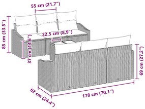 Kerti Kanapé Szett párnával 7 pcs Barna és Krém 55 x 55 x 37 cm