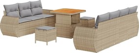 vidaXL Kerti Kanapé Szett 10 pcs Beige és Világosszürke polirattan