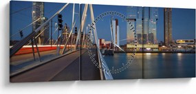Kép - Alkonyat Rotterdamban, Hollandia (órával) (90x30 cm)