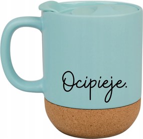 Kék Bögre Fedéllel És Parafa Aljjal Ajándék Az Irodába