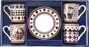 4 db-os porcelán teáscsésze szett kártya motívummal 100 ml egyedi ajándék