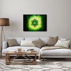 Kép - Virág mandala zöld háttérrel (üvegen) (70x50 cm)