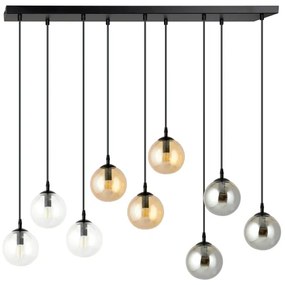 Csillár zsinóron COSMO 9xE14/10W/230V fekete/szürke/bézs/átlátszó