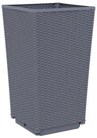 4 db szürke polipropilén kerti ültetőláda 32,5 x 32,5 x 57 cm