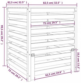 tömör fenyőfa komposztáló 82,5x82,5x99,5 cm