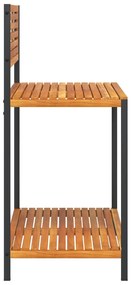 tömör akácfa és acél kerti munkaasztal 90 x 50 x 110 cm
