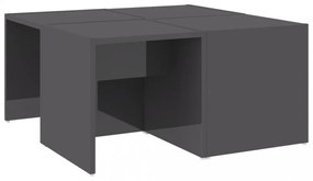 4 db magasfényű szürke szerelt fa dohányzóasztal 33x33x33 cm