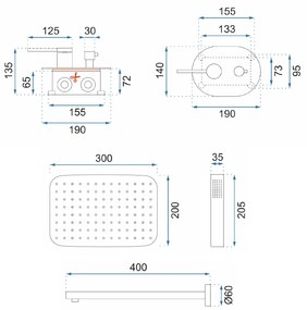 zuhanyszett REA OVAL Fekete BOX