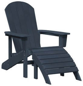 Adirondack szék lábtámasszal Tengerészkék HDPE