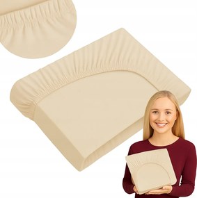 Gumis lepedő 90x200 cm jersey matrachoz pamut bézs lengyel