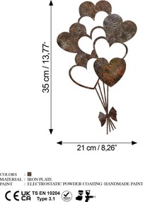 Rusty fém faldekoráció, 35×21 cm