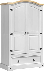 vidaXL Ruhásszekrény Corona Fehér 101 x 52 x 170 cm Tömör fenyőfa