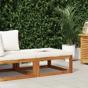 vidaXL tömör akácfa lábtartó krémfehér párnával