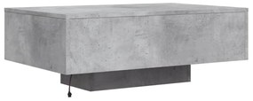 betonszürke dohányzóasztal LED-lámpákkal 85 x 55 x 31 cm