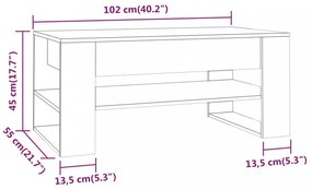 füstös tölgy színű szerelt fa dohányzóasztal 102 x 55 x 45 cm