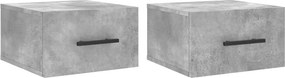 vidaXL 2 db betonszürke falra szerelhető éjjeliszekrény 35x35x20 cm