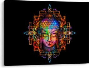 Kép - Buddha mellszobra neon színekben (70x50 cm)