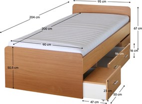 Ágykeret, bükk, 90x200, DUET 80262